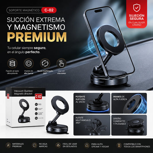 Soporte Magnético para Celular con Succión al Vacío