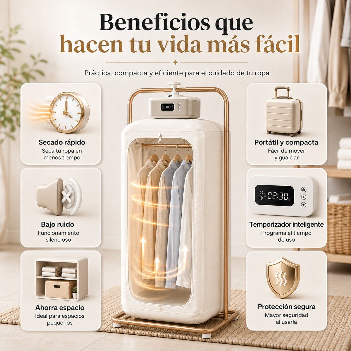 Secadora Portátil de Ropa – Sin Tender, Sin Humedad